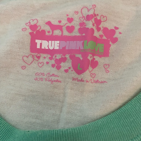 Victoria's Secret Pink Green and White Heartbreaker Top Size L - Picture 2 of 6
